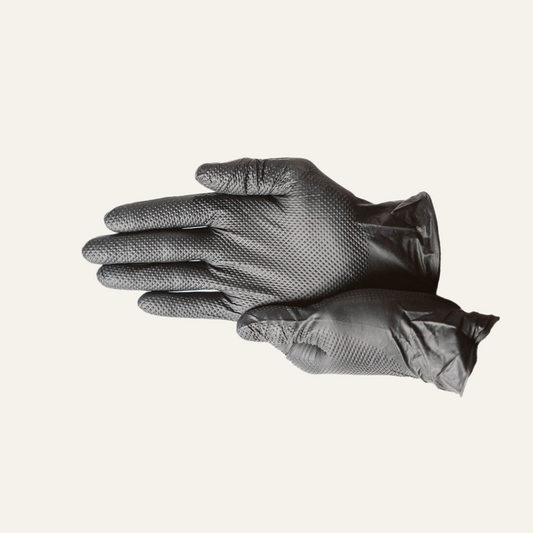 First Glove HD 8 Mil Black Nitrile Disposable Industrial Gloves with Raised Diamond Texture